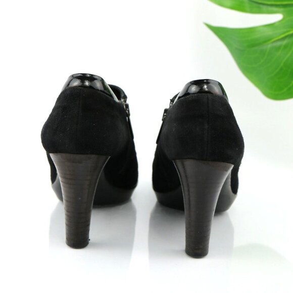 Aquatallia Womens Boot Size 8.5 Waterproof Black Suede Block Heel Bootie Shootie - Picture 7 of 12